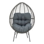 Πολυθρόνα Nestie pakoworld wicker rattan γκρι-μεταλλικό γκρι πόδι-γκρι μαξιλάρι 102x80x155εκ - Image 5