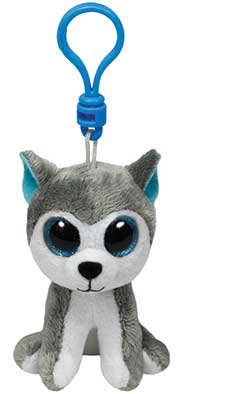 TY Beanie Boos Slush Χνουδωτό Μπρελόκ Σκυλάκι Λευκό Και Γκρι 8.5εκ