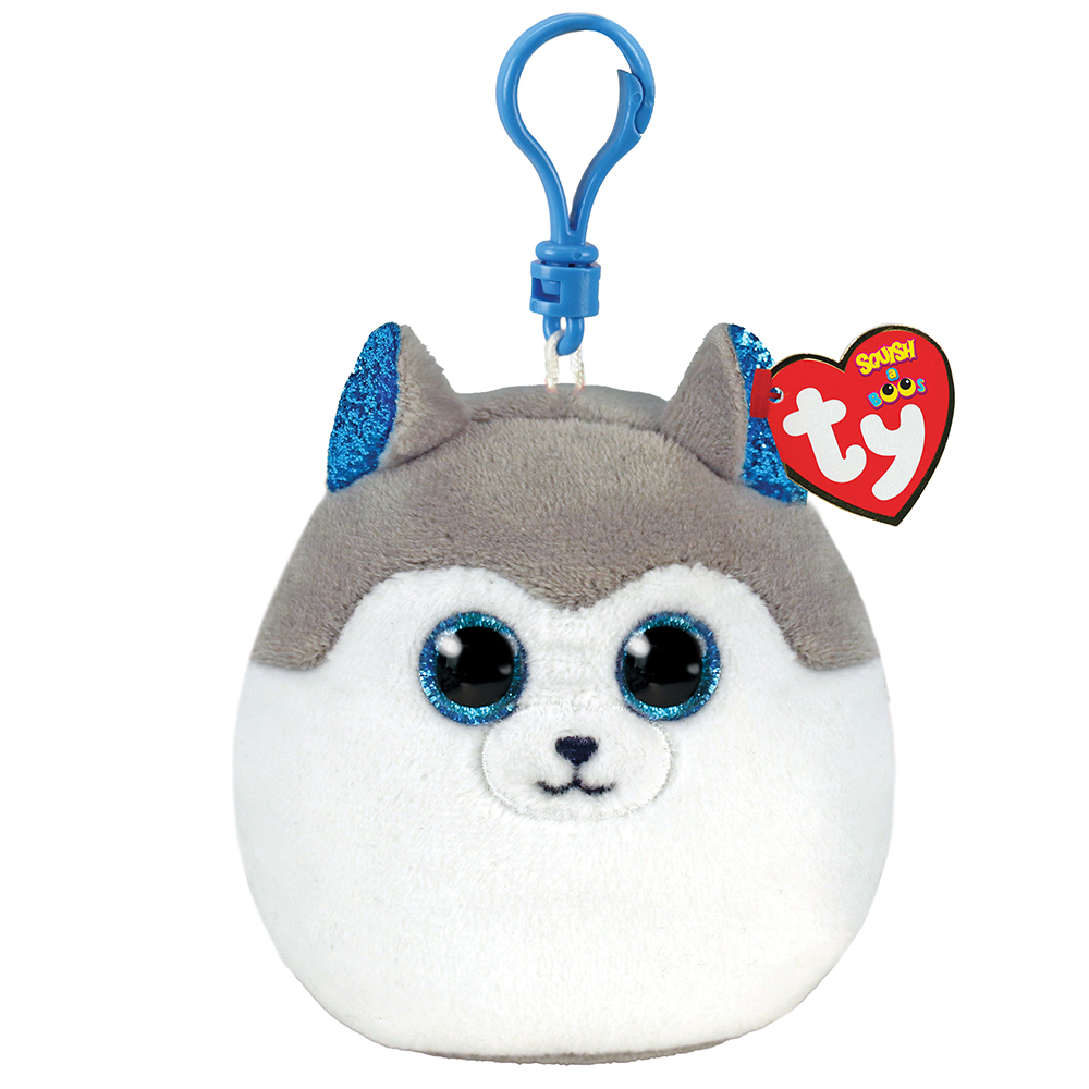 TY Squishy Beanies Slush Χνουδωτό Μπρελόκ Σκυλάκι Χάσκυ Λευκό Και Γκρι