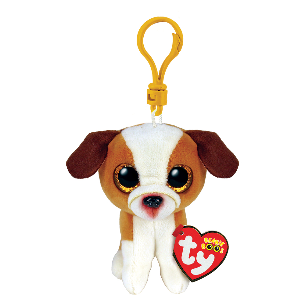 TY Beanie Boos Hugo Χνουδωτό Μπρελόκ Σκυλάκι Καφέ Και Λευκό 8.5εκ