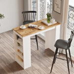 Τραπέζι μπαρ Riff pakoworld λευκό-oak 120x51.5x101.5εκ - Image 3