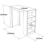 Τραπέζι μπαρ Riff pakoworld λευκό-oak 120x51.5x101.5εκ - Image 4
