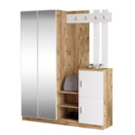 Έπιπλο εισόδου Doorse pakoworld μελαμίνης λευκό-oak 147.5x35x180εκ - Image 2