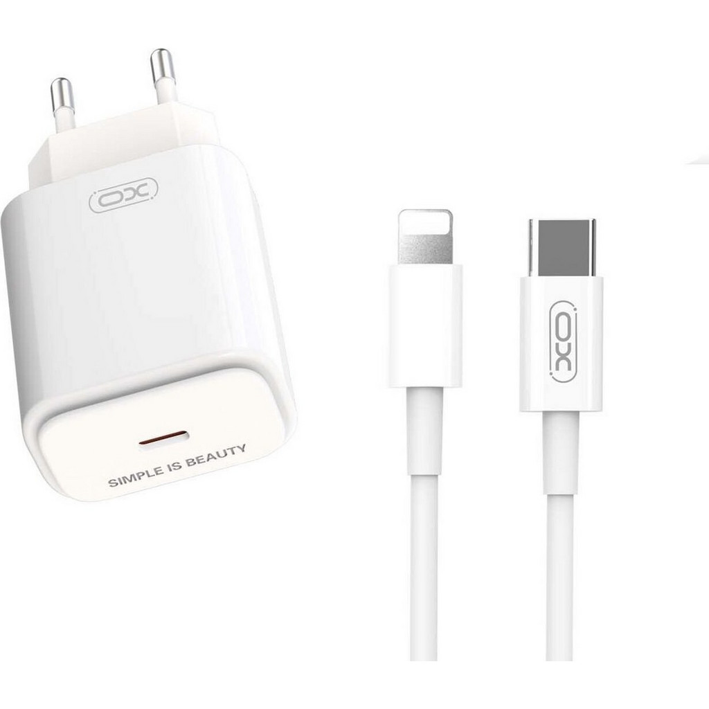 1769588129_0_2 XO-L141 LIGHTNING Τροφοδοτικό-φορτιστής 5V 2OW με καλώδιο LIGHTNING - Image 1