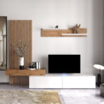 Σύνθετο σαλονιού Litende pakoworld sonoma-λευκό μελαμίνης 210x42x199.5εκ - Image 2