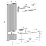 Σύνθετο σαλονιού Litende pakoworld sonoma-λευκό μελαμίνης 210x42x199.5εκ - Image 3