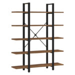Βιβλιοθήκη Esthon pakoworld καρυδί-μαύρο μέταλλο 120x32x184εκ - Image 2