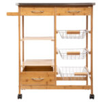 Τρόλεϊ-ραφιέρα 7όροφη Esla pakoworld bamboo φυσικό-λευκό 73,5x37x86εκ - Image 2