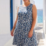 Γυναικείο Φόρεμα με Ωμάκι Blue Leopard