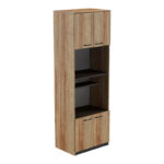Ντουλάπα κουζίνας Rowan pakoworld σε ανθρακί-oak απόχρωση 60x42x182εκ