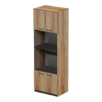 Ντουλάπα κουζίνας Rowan pakoworld σε ανθρακί-oak απόχρωση 60x42x182εκ - Image 3