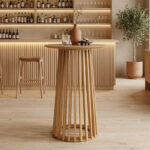 Τραπέζι μπαρ Domonic pakoworld mdf φυσικό Φ60x105εκ - Image 2