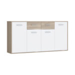 Μπουφές Drepen pakoworld μελαμίνη σε λευκό και sonoma χρώμα 162.3x34.2x81.7εκ - Image 2