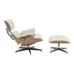 Πολυθρόνα-υποπόδιο relax Jenna pakoworld μπεζ pu- plywood καρυδί-βάση χρωμίου 82x92x82εκ - Image 3