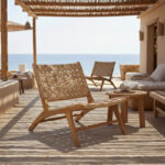 Πολυθρόνα Foldere pakoworld φυσικό teak ξύλο-pe σχοινί 65x78x68εκ - Image 2