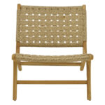 Πολυθρόνα Foldere pakoworld φυσικό teak ξύλο-pe σχοινί 65x78x68εκ - Image 5