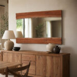 Καθρέπτης Riverine pakoworld teak ξύλο σε φυσική απόχρωση 120x80x4εκ