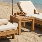 Τραπεζάκι ξαπλώστρας Poly pakoworld teak ξύλο σε φυσική απόχρωση 35x35x30εκ - Image 2
