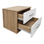 Κομοδίνο Athos pakoworld σε sonoma-λευκή απόχρωση 48x40x41.5εκ - Image 3