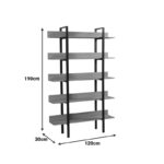 Βιβλιοθήκη Boderta pakoworld σε sonoma-μαύρη απόχρωση 120x30x190εκ - Image 5