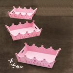 ΞΥΛΙΝΑ ΚΑΛΑΘΙΑ ΒΑΠΤΙΣΗΣ ΡΟΖ "PRINCESS" ΣΕΤ 3 ΤΕΜΑΧΙΩΝ 50x33x12 44x29x11 39x25x10