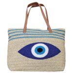 Τσάντα Ψαθόχαρτο Εκρού με Μάτι 47x37x12cm SummerTiempo 623136
