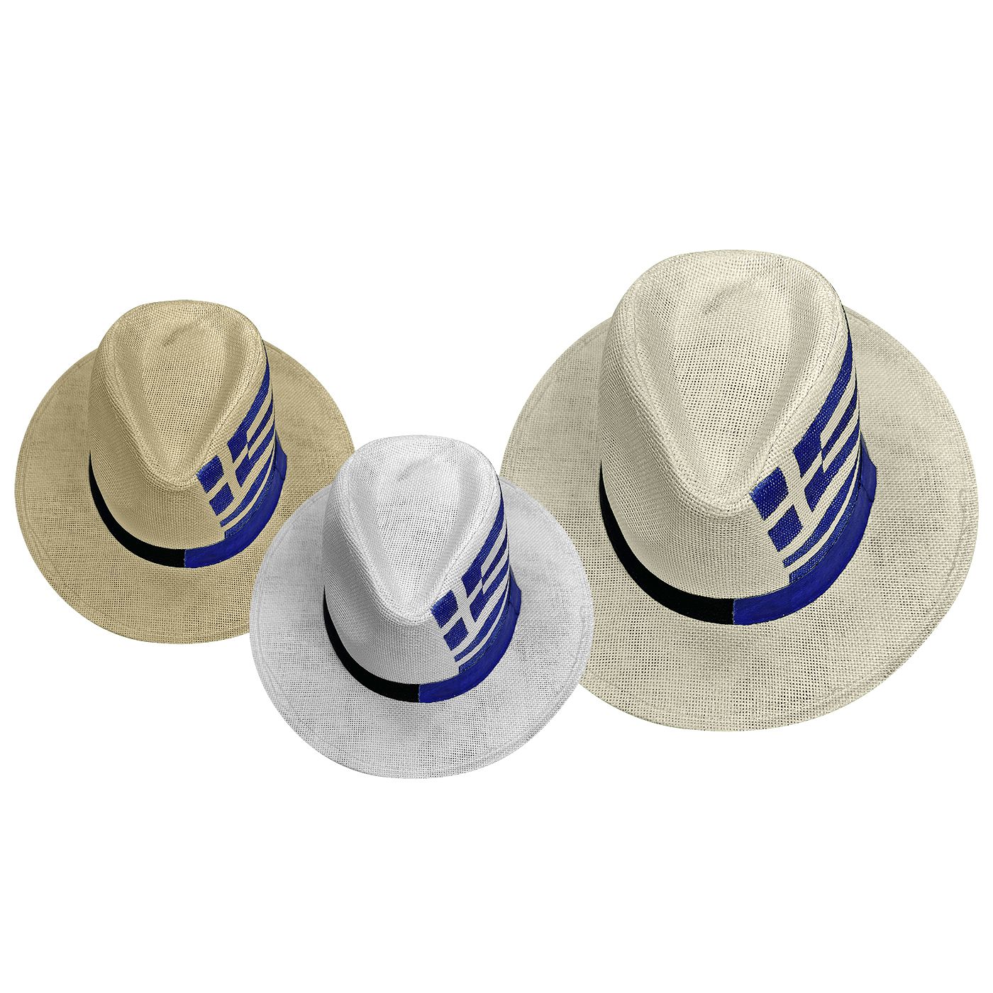 42-3209 Καπέλο Ψαθόχαρτο Cowboy με Κορδέλα Ελληνική Σημαία 34x31x12cm SummerTiempo 623229 - Image 1
