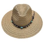 Καπέλο Ψαθόχαρτο Cowboy Δέρμα Τυρκουάζ Πέτρες ø36cm SummerTiempo 623347