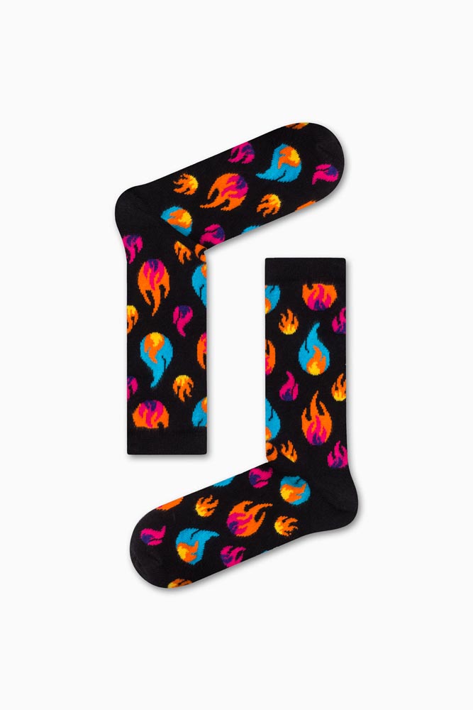 55-1 Καλτσα Unisex με Σχέδιο Colourful Fire - Image 1
