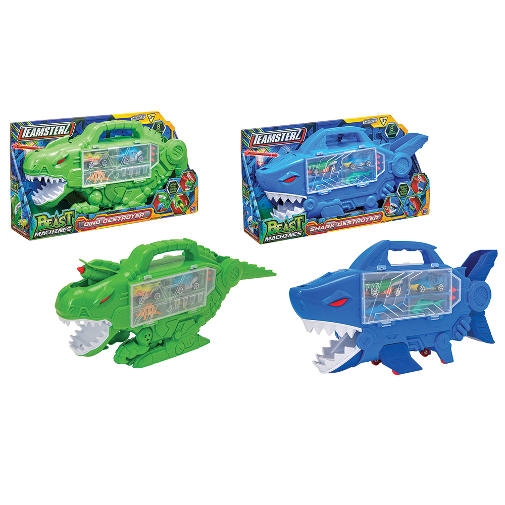 Teamsterz Beast Machines Dino Destroyer & Shark Destroyer Θήκη Οχημάτων Με 2 Οχήματα & Αξεσουάρ Για 3+ Χρονών