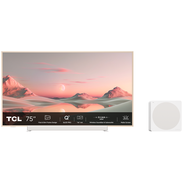 75a300-pro TCL 75A300 PRO NXTVISION PRO QLED TV with 3.1.2 Wireless SoundBar and Subwoofer (2024) - Image 1