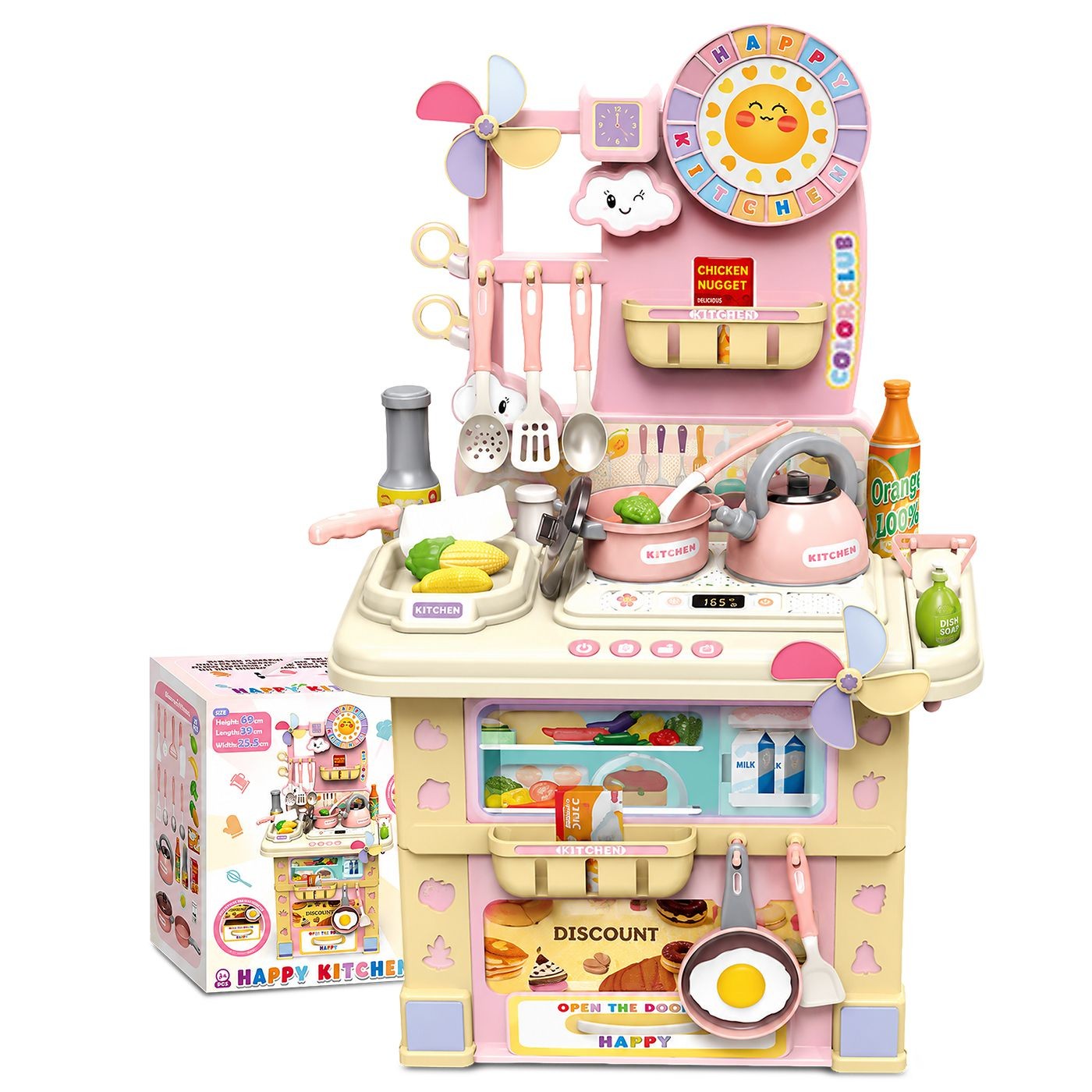 77-1383 Κουζίνα Happy Kitchen σετ=21τεμ Ανοιχτή: 69x39x25,5cm ToyMarkt 971403 - Image 1