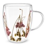 Κούπα Γυαλί Borosilicate με Λαβή & Άνθη 11x8,5cm 350ml Homie 1002209