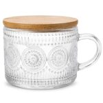 Κούπα Γυάλινη Vintage με Καπάκι Bamboo 10,5x7,5cm 400ml Homie 1002212