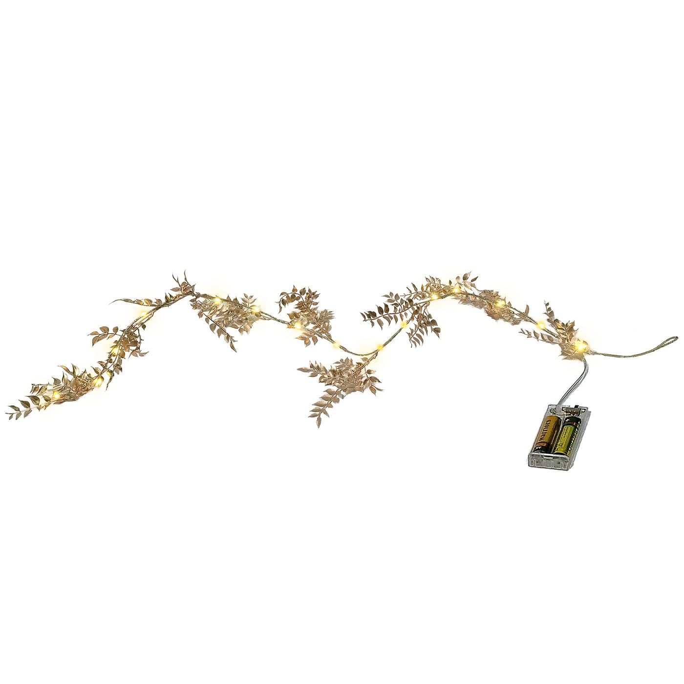 93-4050 Γιρλάντα με Χρυσά Φύλλα16 LED Copper Μπαταρίας Σταθερά 1,8m Xmasfest 1134070 - Image 1