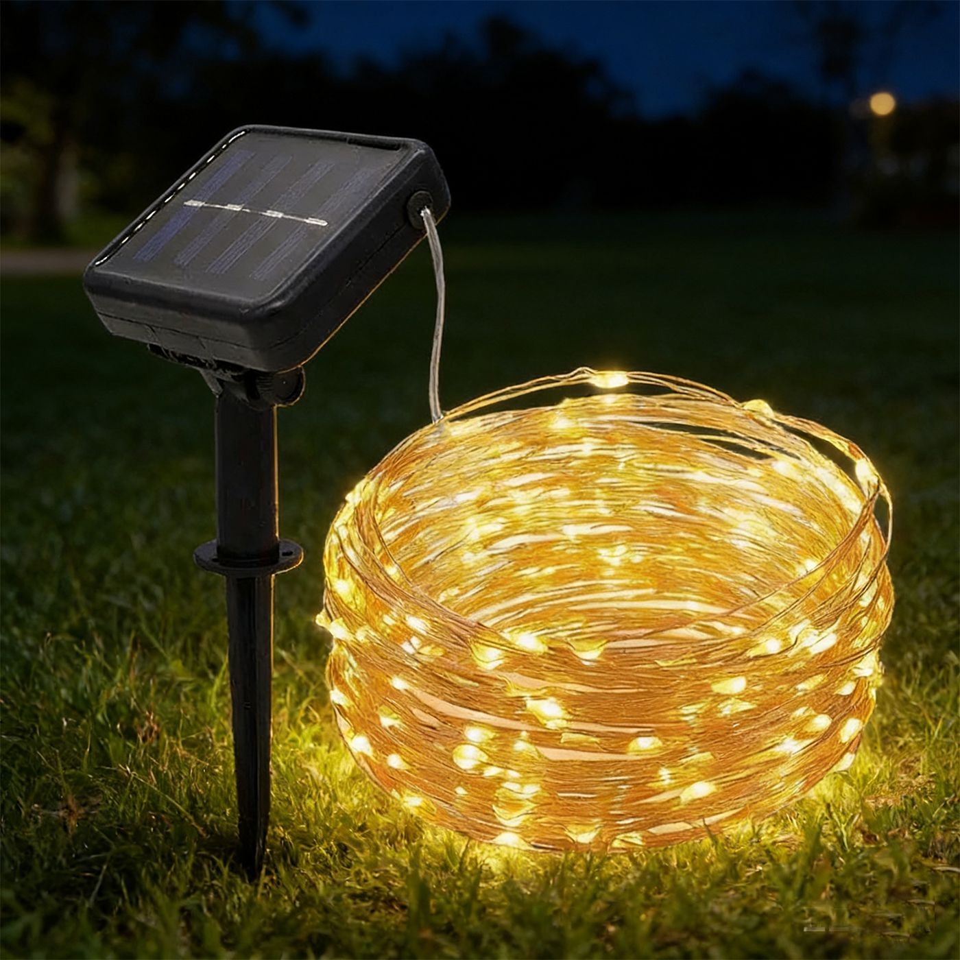 93-4055 200 Λαμπάκια LED Copper Ηλιακά Λευκό Θερμό με Controller IP44 20,5m Xmasfest 1134075 - Image 1