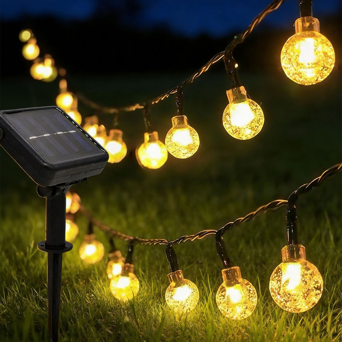 93-4056 50 Ακρυλικές Μπάλες LED, Ηλιακές, Λευκό Θερμό, με Controller IP44 8m Xmasfest 1134076 - Image 1