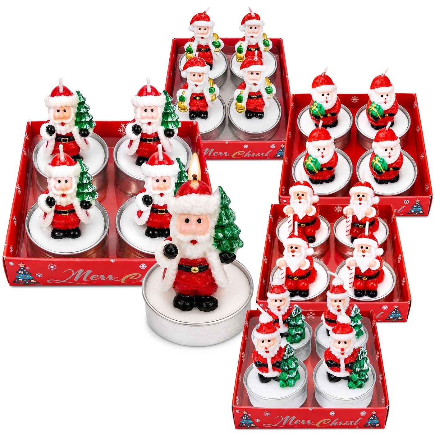 93-4137 Κεριά Ρεσώ Άγιος με Δέντρο σετ=4 τεμ 73gr Xmasfest 1134157 - Image 1