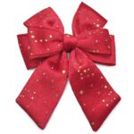 Φιόγκος Κόκκινος Διπλός Χρυσά Σχέδια 33x25cm Xmasfest 1134177