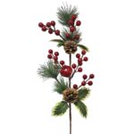 Κλαδί με Γκι, Ρόδι & Κουκουνάρια 64cm Xmasfest 1134182