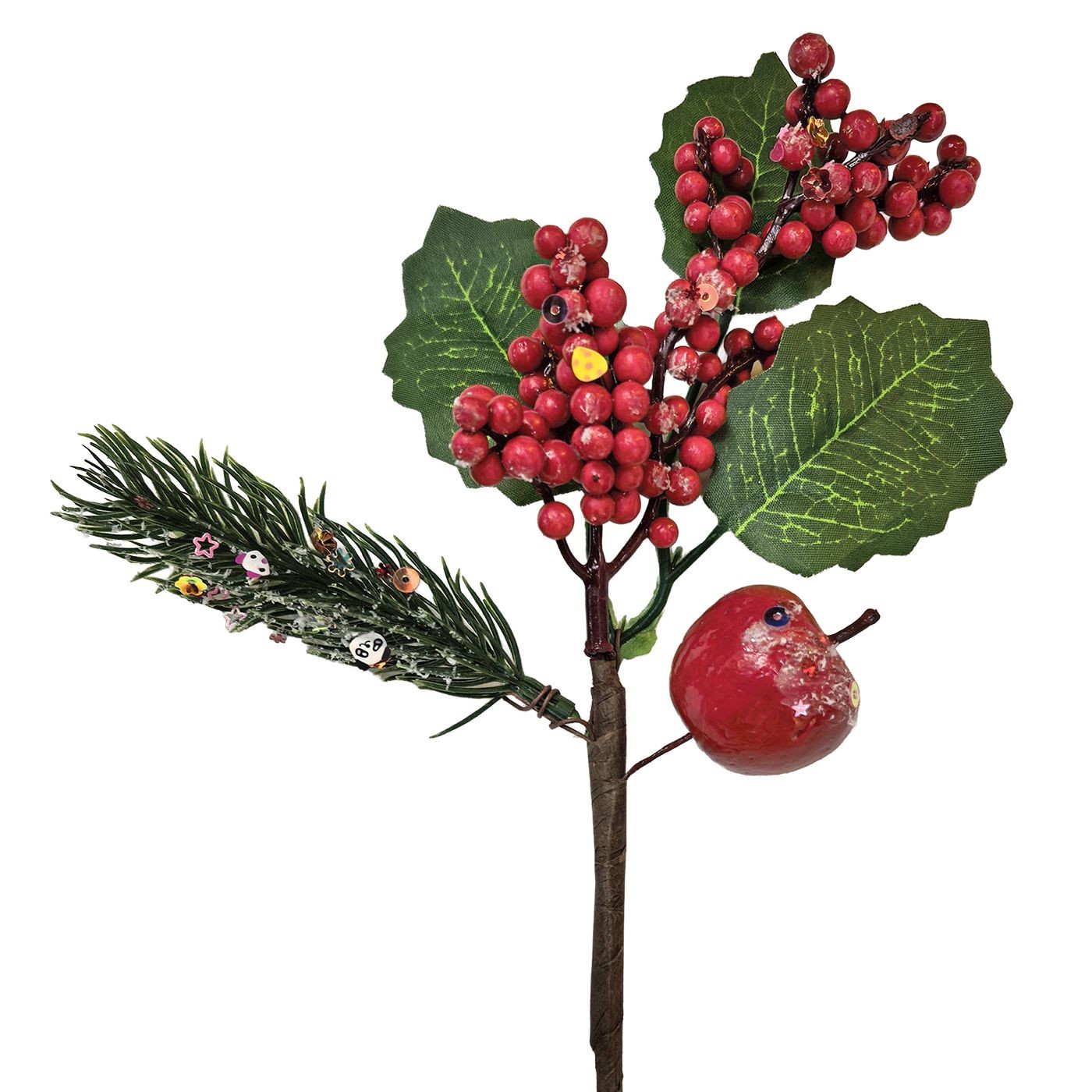 93-4164 Κλαδί με γκι & Μήλο Μικρό 24cm Xmasfest 1134184 - Image 1