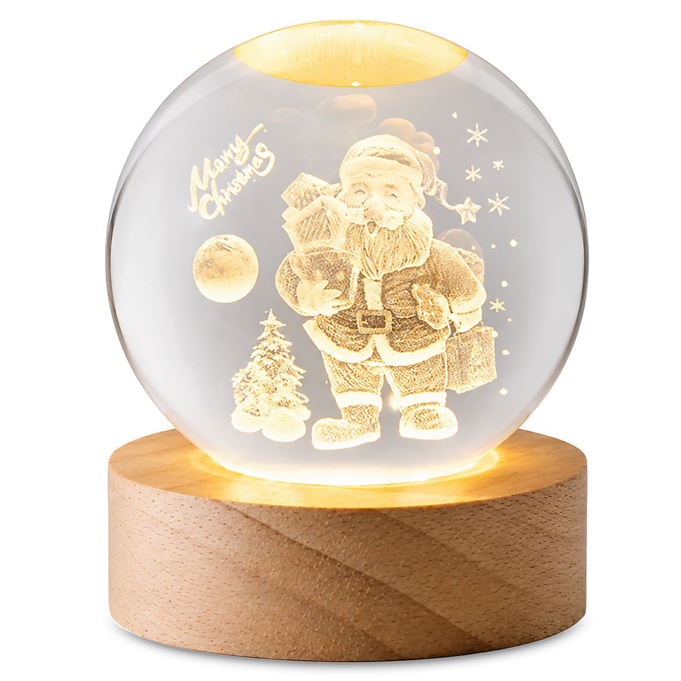93-4175 Μπάλα Γυάλινη Xmas με Βάση 6 LED ø8cm Xmasfest 1134195 - Image 1