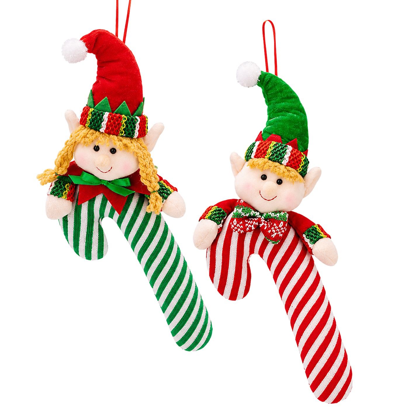 93-4189 Φιγούρα Πάνινη Xmas με Μπαστούνι σε Καρτέλα 30cm Xmasfest 1134209 - Image 1