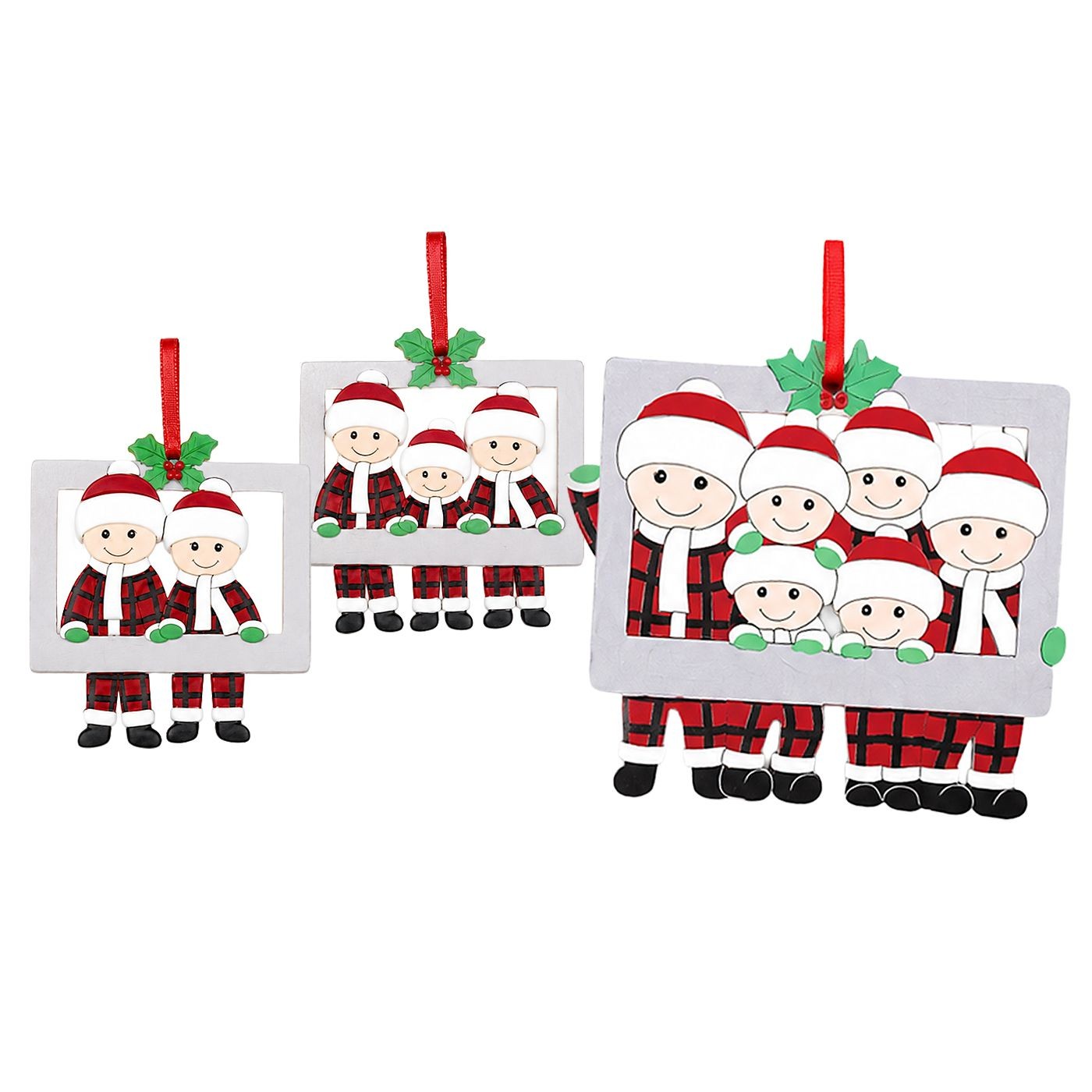 93-4213 Στολίδι Ξύλινο Κρεμαστό Santa Family 8x7cm Xmasfest 1134233 - Image 1