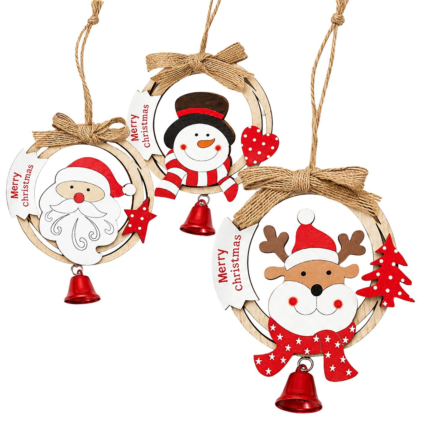 93-4223 Στεφανάκι Ξύλινο με Καμπανάκι 13 x ø11cm Xmasfest 1134243 - Image 1