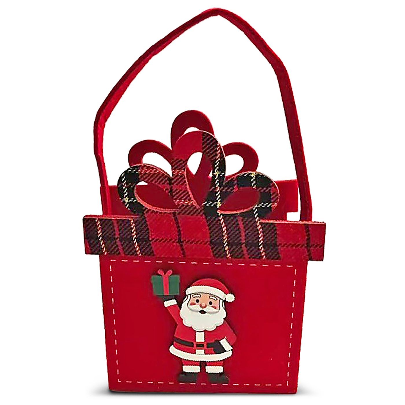 93-4239 Τσόχινο Καλάθι Xmas με Ξύλινα Decor 20x12x7cm Xmasfest 1134259 - Image 1