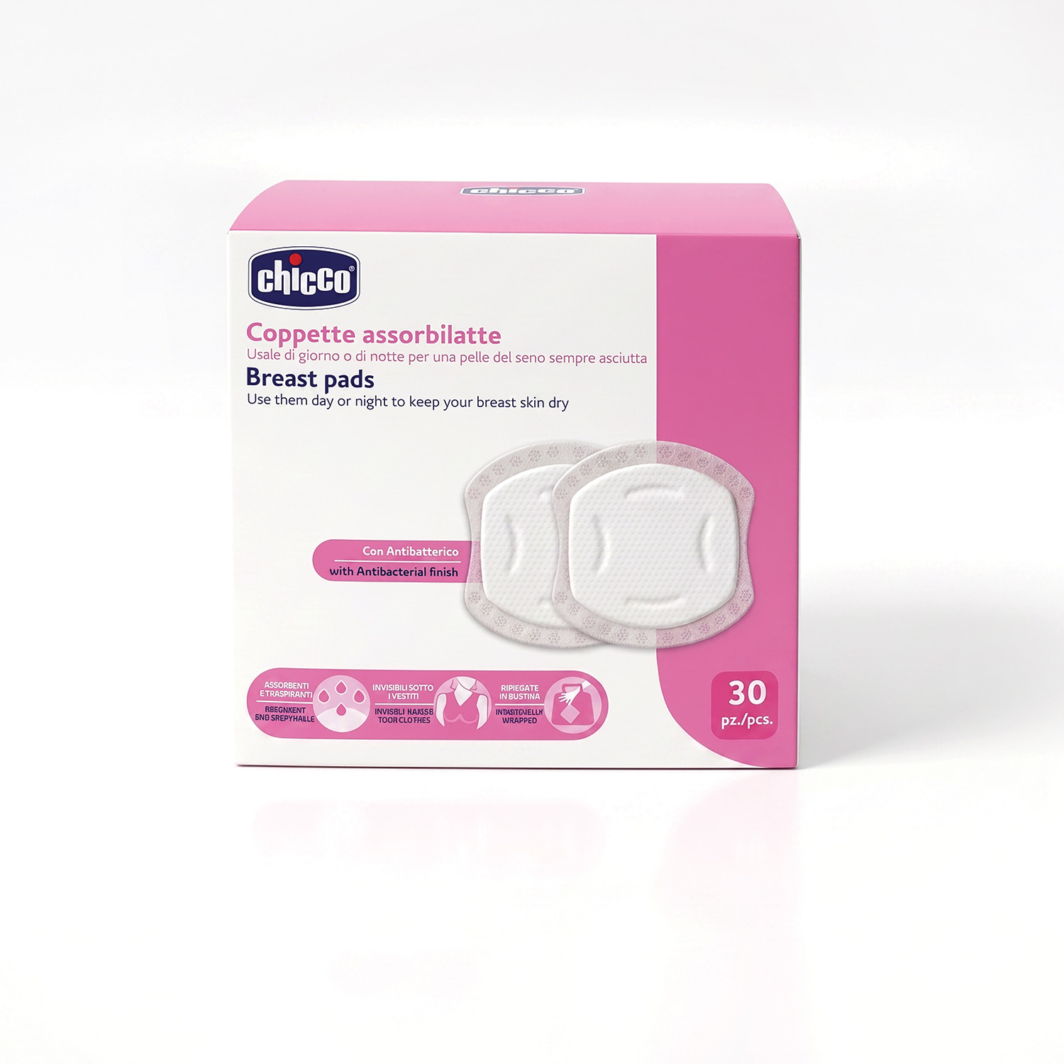 Chicco Αντιβακτηριακά Επιθέματα Στήθους με Κυψελωτή Υφή 30 τμχ