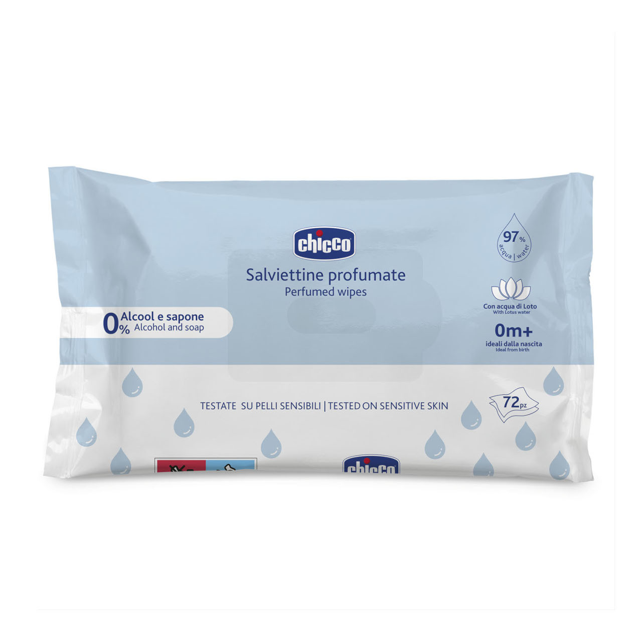 Chicco Μωρομάντηλα Με 97% Νερό Χωρίς Καπάκι 72τμχ
