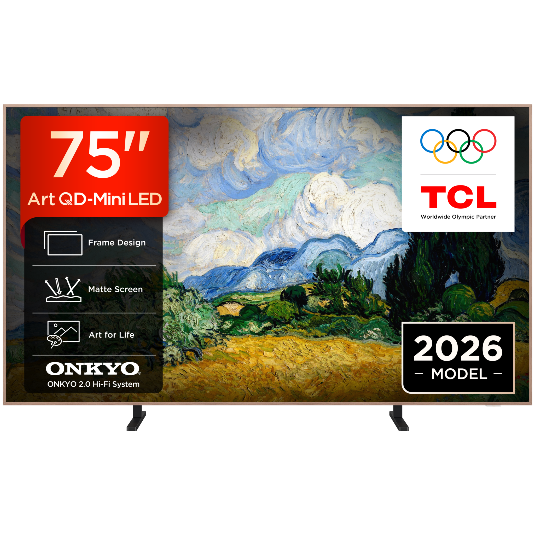 TCL_75_A400Pro_HERO_FRONT_Olympic TCL 75A400 Pro ART QD- Mini Led NXTVISION TV (2026) - Image 1